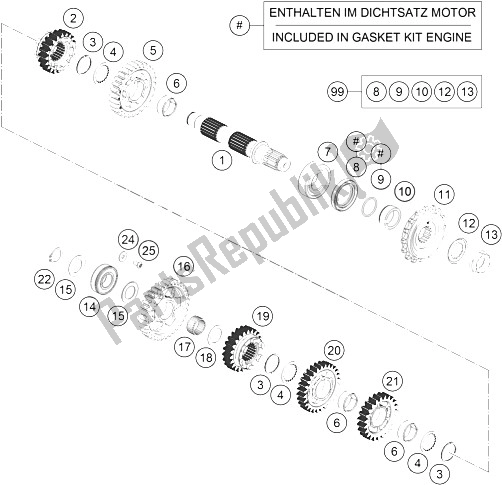 All parts for the Transmission Ii - Countershaft of the KTM 690 Duke White ABS USA 2016