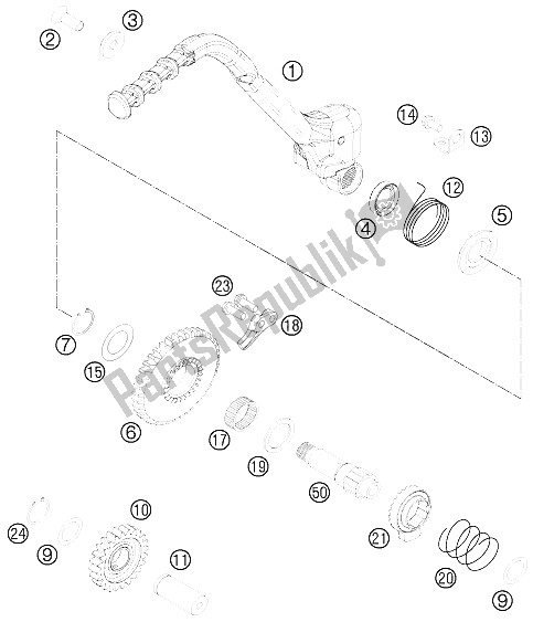 All parts for the Kick Starter of the KTM 450 EXC Australia 2016