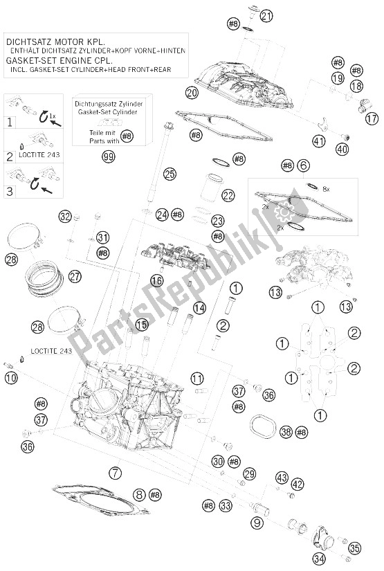 All parts for the Cylinder Head Rear of the KTM 1190 RC8 Black Australia 2010