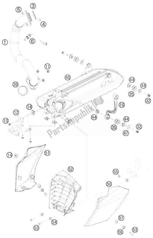 Tutte le parti per il Impianto Di Scarico del KTM 690 Duke Black Europe 2010