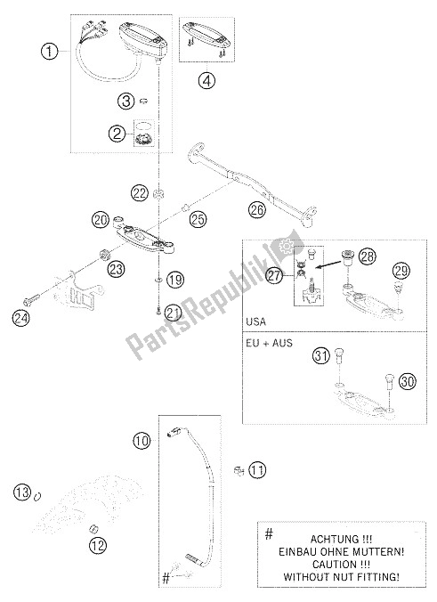 Tutte le parti per il Tachimetro 250-525 Da Corsa del KTM 200 EXC USA 2005