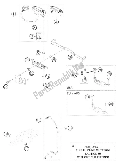 All parts for the Speedometer 250-525 Racing of the KTM 250 EXC Racing Australia 2005