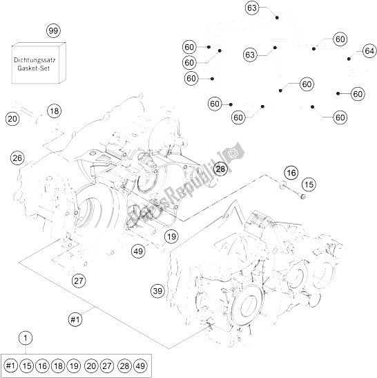 Tutte le parti per il Cassa Del Motore del KTM 300 XC W USA 2016