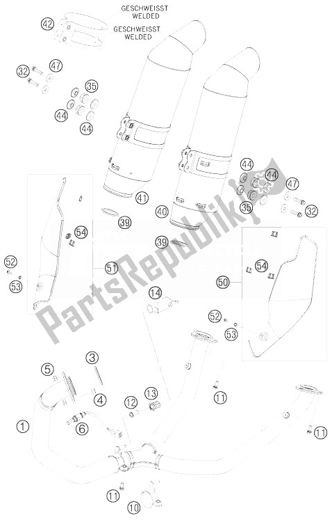 Toutes les pièces pour le Système D'échappement du KTM 690 Supermoto Black Australia United Kingdom 2007