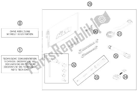 All parts for the Accessories Kit of the KTM 450 Rally Factory Replica Europe 2011