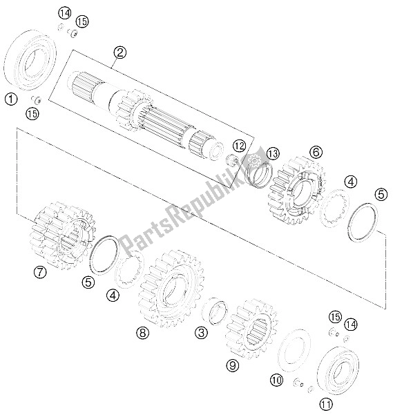 Tutte le parti per il Trasmissione I - Albero Principale del KTM 690 Enduro R ABS Europe 2015