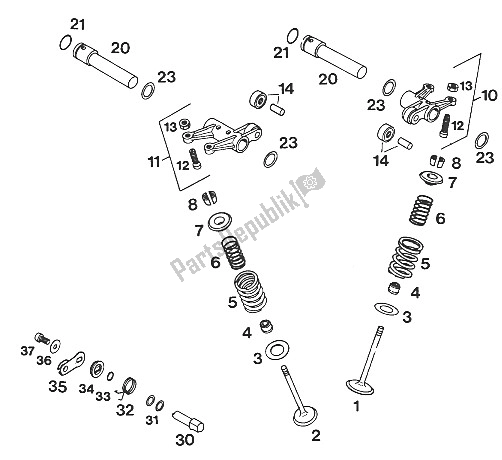 Todas las partes para Válvulas Lc4'93 de KTM 620 E XC 20 KW LT 94 Europe 1994