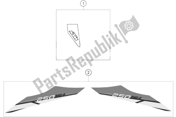 All parts for the Decal of the KTM 250 EXC F Australia 2014