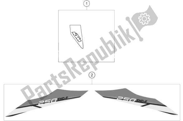 All parts for the Decal of the KTM 250 EXC F Europe 2014