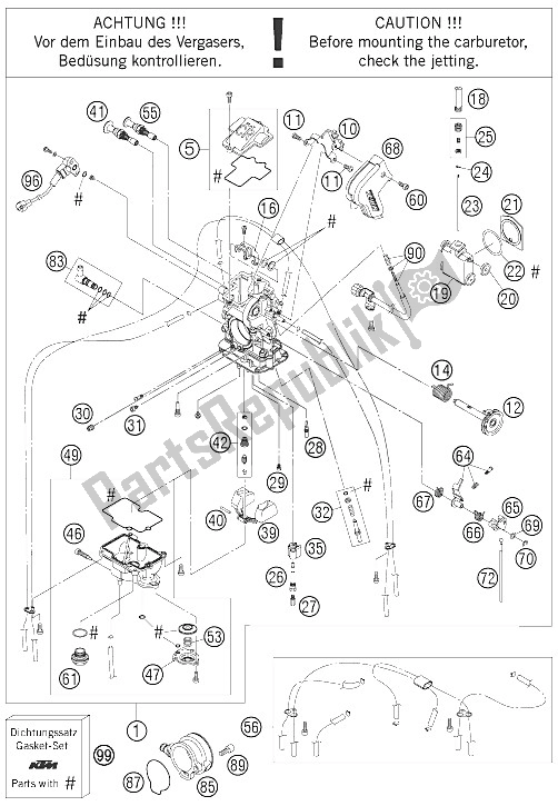 All parts for the Carburetor of the KTM 625 SXC Europe 2006