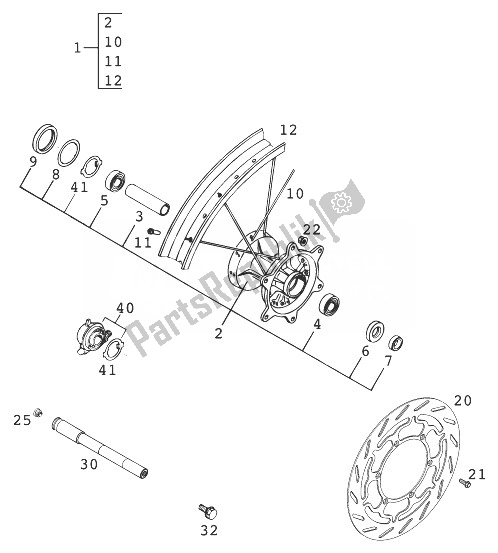 Tutte le parti per il Ruota Anteriore 400-640 Lc4 '99 del KTM 400 LC 4 Europe 1999