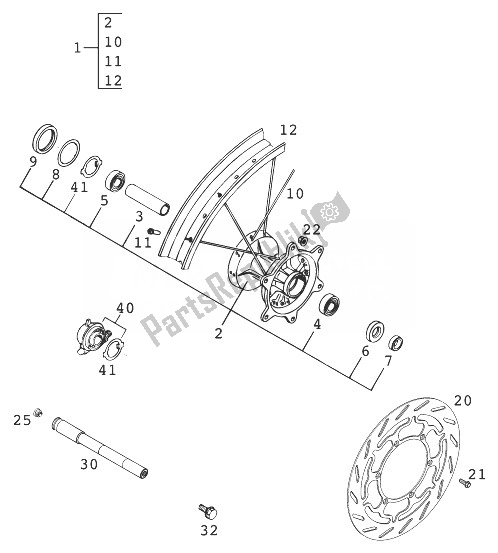 Todas las partes para Rueda Delantera 400-640 Lc4 '99 de KTM 640 LC 4 Europe 1999