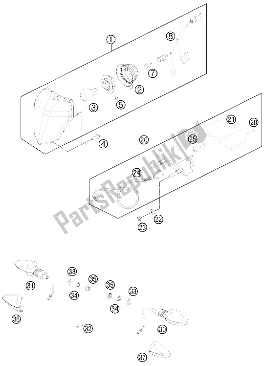 Todas las partes para Sistema De Iluminación de KTM 530 EXC USA 2011