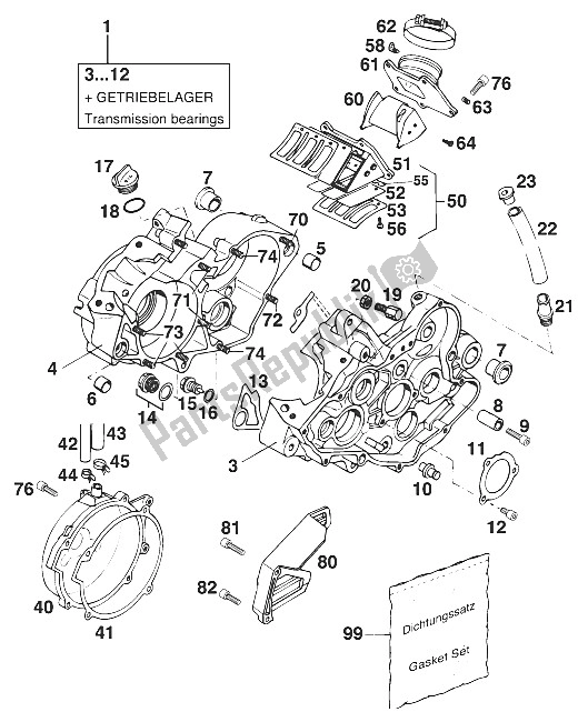 Tutte le parti per il Basamento 125 '95 del KTM 125 EGS M ö 6 KW Europe 1996