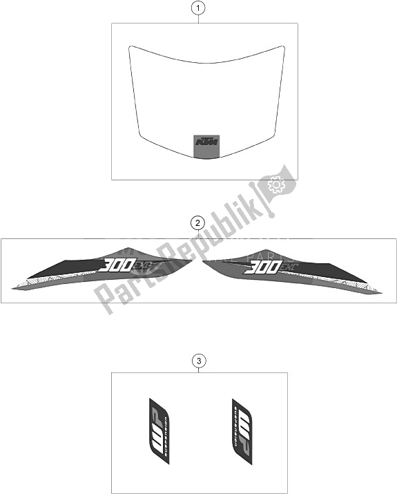 All parts for the Decal of the KTM 300 EXC Europe 2016