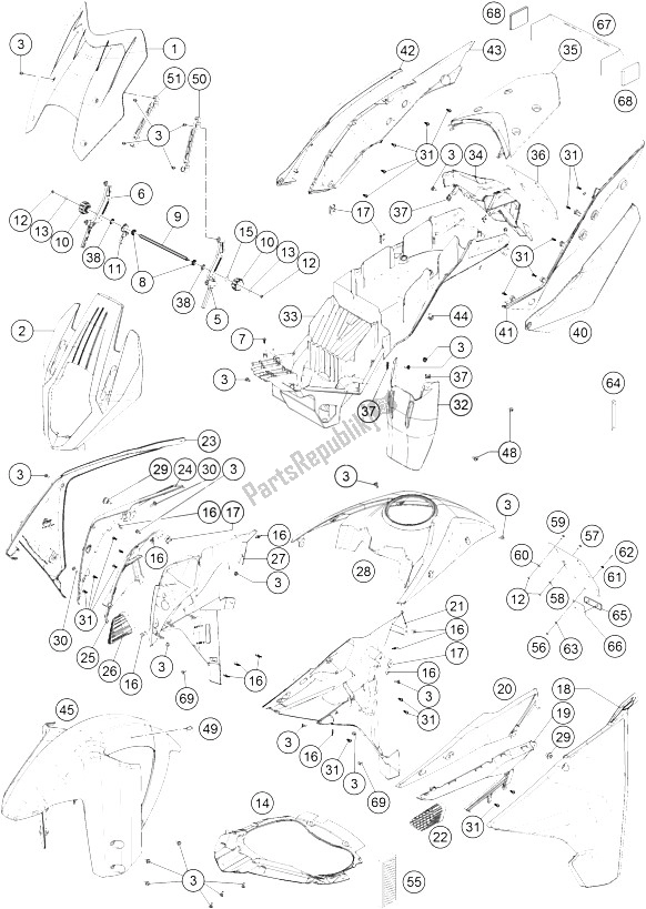 Todas las partes para Máscara, Guardabarros de KTM 1290 Super Adventure WH ABS 16 USA 2016