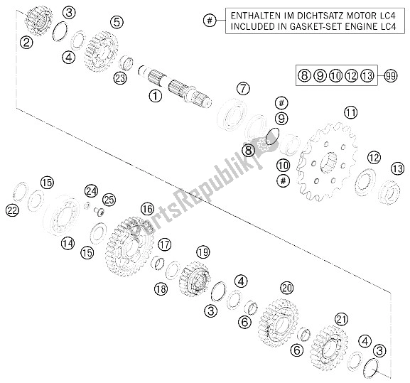 All parts for the Transmission Ii - Countershaft of the KTM 690 Duke R ABS Australia 2015