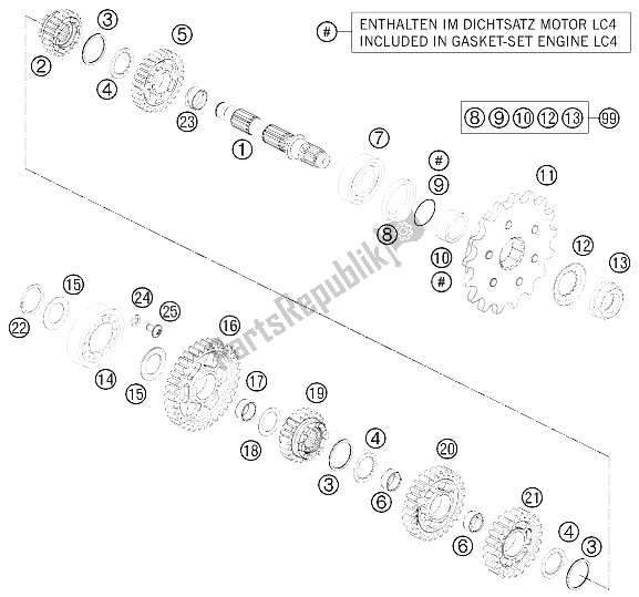 All parts for the Transmission Ii - Countershaft of the KTM 690 Enduro R ABS Australia 2015