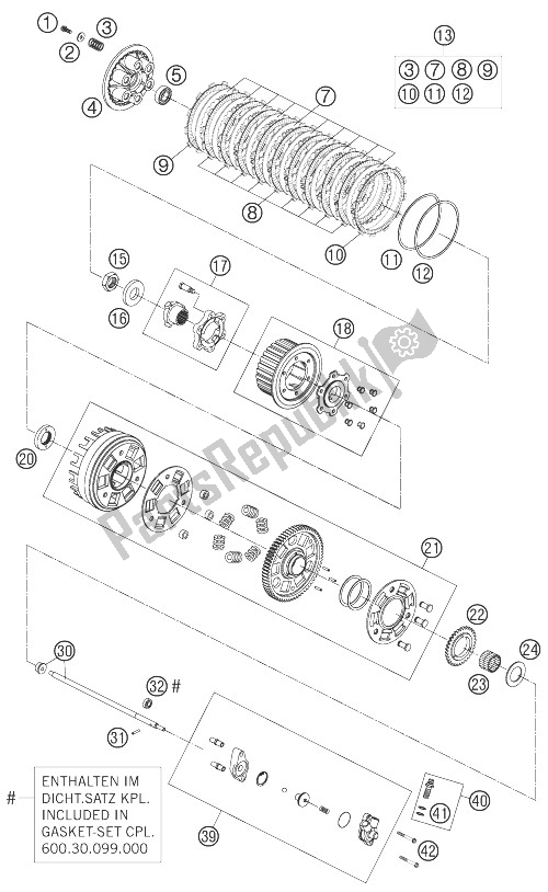 All parts for the Clutch of the KTM 990 Super Duke Black France 2007