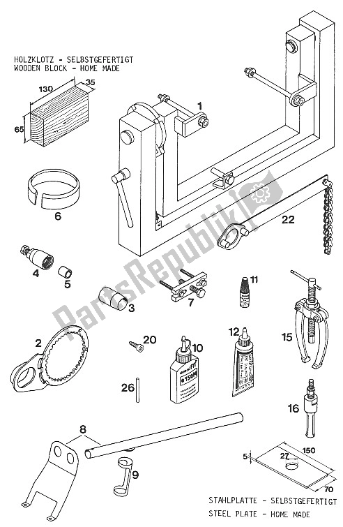 Todas as partes de Ferramentas Especiais Lc4'94 do KTM 350 E XC 4T Europe 1994