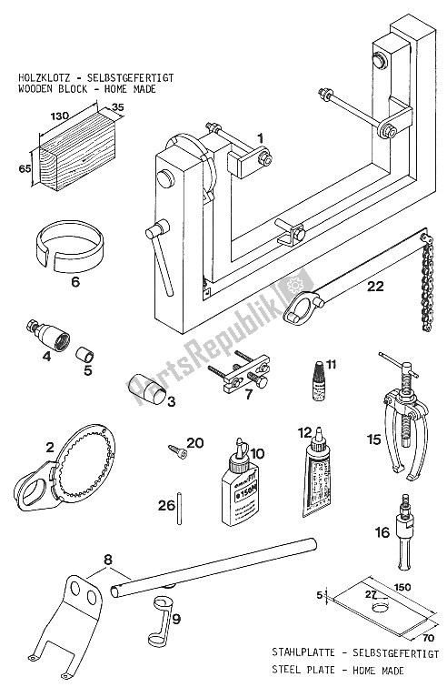 Alle onderdelen voor de Speciaal Gereedschap Lc4'94 van de KTM 400 EXC WP Europe 1994