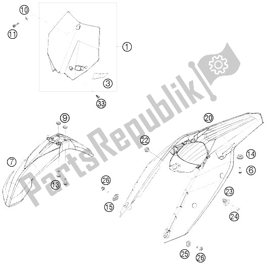 All parts for the Mask, Fenders of the KTM 530 XC W USA 2009
