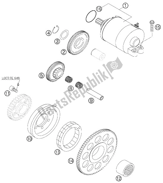 Toutes les pièces pour le Démarreur électrique du KTM 250 EXC Racing Australia 2006