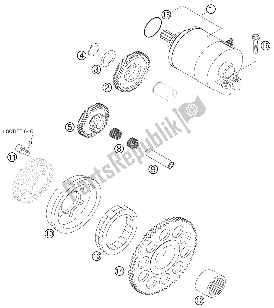 Todas las partes para Arrancador Eléctrico de KTM 525 EXC G Racing USA 2006