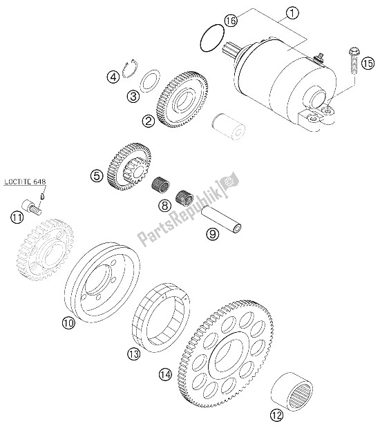 Tutte le parti per il Avviamento Elettrico del KTM 525 EXC Racing Australia 2006