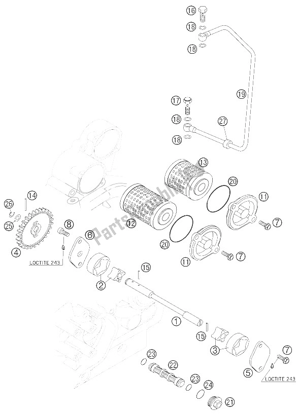 All parts for the Lubrication System 250-525 Racing of the KTM 250 EXC Racing Europe 2005