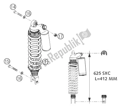 Todas as partes de Monoshock 625 Sxc do KTM 625 SXC USA 2004