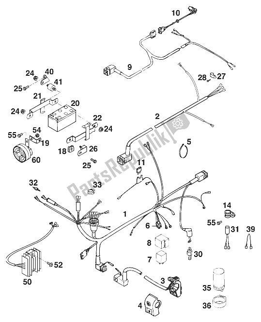 Tutte le parti per il Cablaggio 250-360 Egs '97 del KTM 250 EGS M ö 12 KW Europe 732670 1997