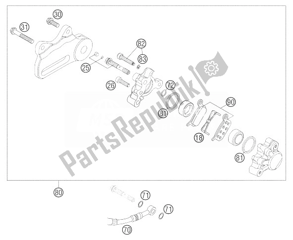 All parts for the Brake Caliper Rear Formula of the KTM 65 SX Europe 2004