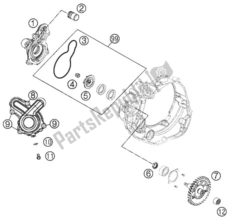 Todas las partes para Bomba De Agua de KTM 450 Rally Factory Replica 2012