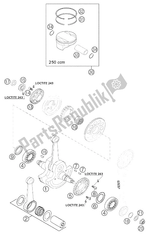 Todas las partes para Cigüeñal, Pistón 250 Exc Rac de KTM 250 EXC Racing Australia 2002