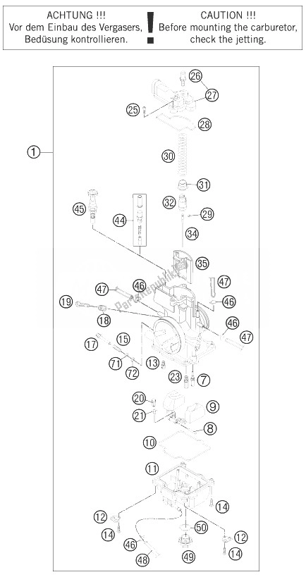 All parts for the Carburetor of the KTM 125 EXC Europe 2013