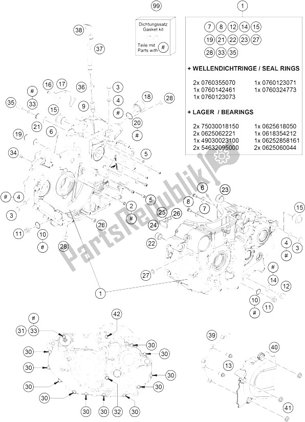 Todas las partes para Caja Del Motor de KTM 690 Duke Orange ABS 2016 China 2015