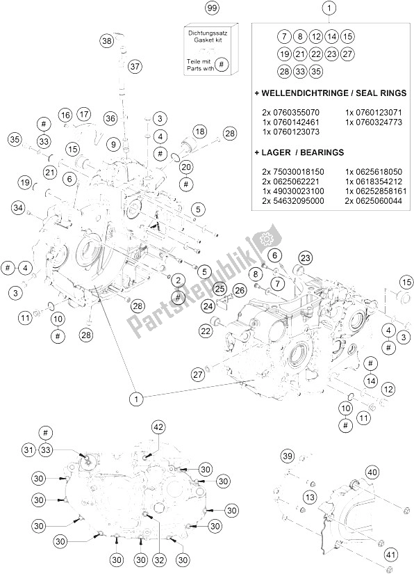 All parts for the Engine Case of the KTM 690 Duke White ABS Australia 2016