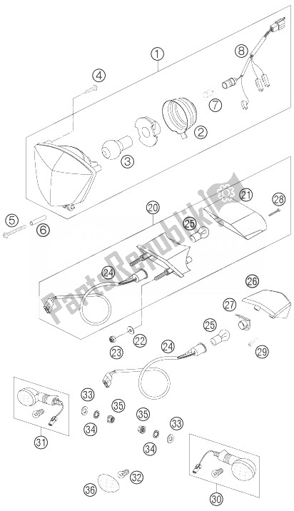 All parts for the Lighting System of the KTM 300 EXC Europe 2007