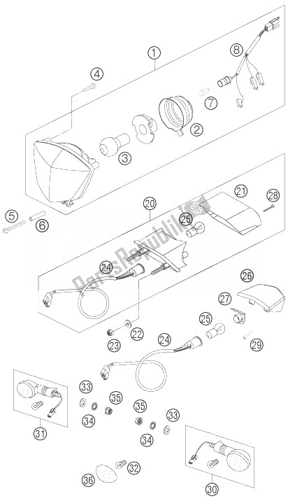 Todas las partes para Sistema De Iluminación de KTM 450 EXC Racing Europe 2007