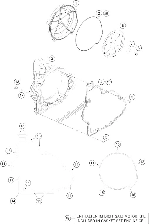 Alle onderdelen voor de Koppelingsdeksel van de KTM 1290 Superduke R Orange ABS 16 France 2016