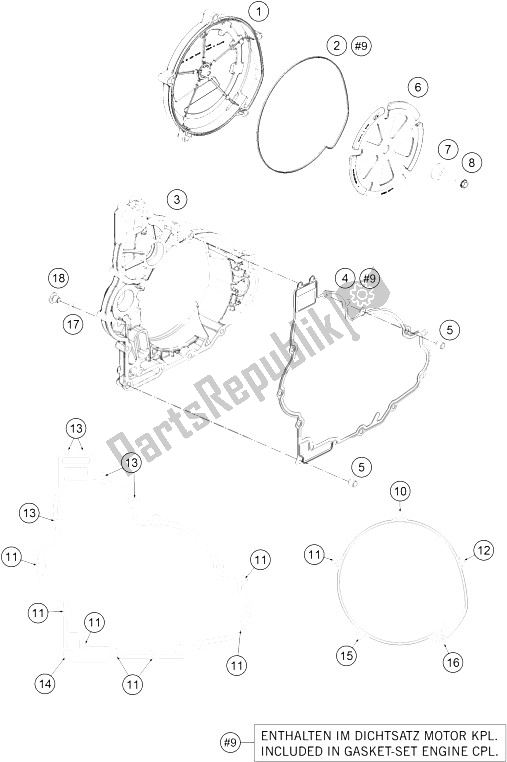 All parts for the Clutch Cover of the KTM 1290 Superduke R S E ABS 16 Europe 2016