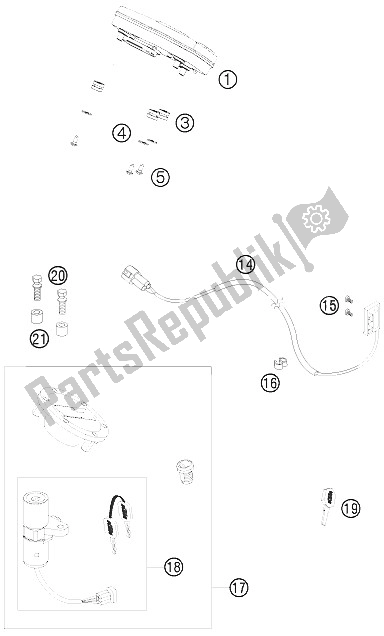 All parts for the Instruments / Lock System of the KTM 990 Super Duke R Australia United Kingdom 2009