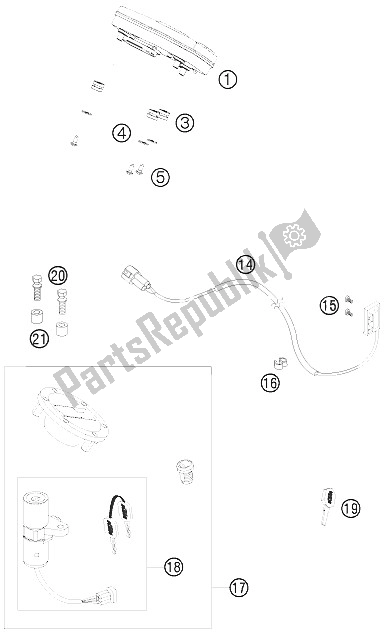 All parts for the Instruments / Lock System of the KTM 990 Super Duke R Europe 2009