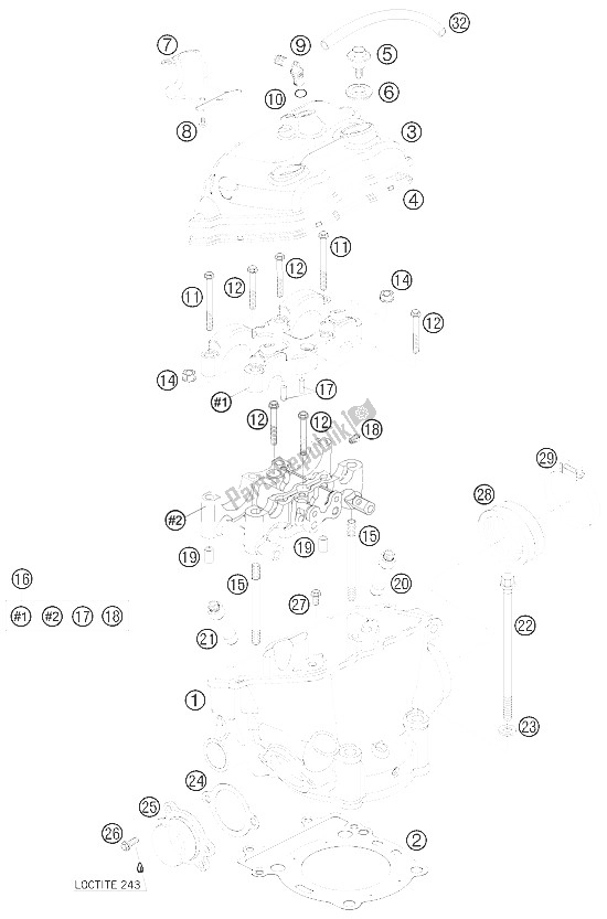 All parts for the Cylinder Head of the KTM 250 EXC F Factory Edit Europe 2011
