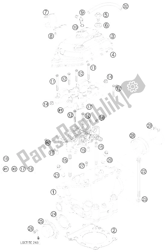 Toutes les pièces pour le Culasse du KTM 250 SX F USA 2009