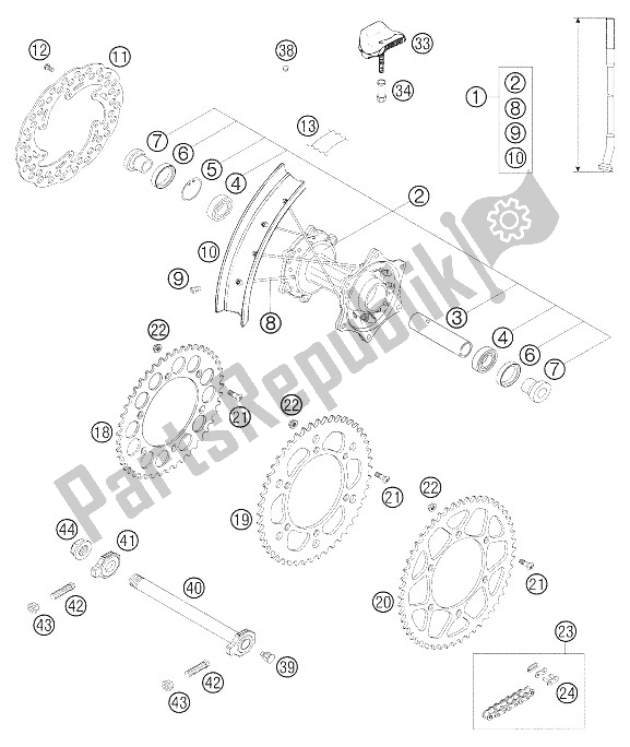 Todas las partes para Rueda Trasera 250-525 Racing de KTM 250 EXC Racing Australia 2005