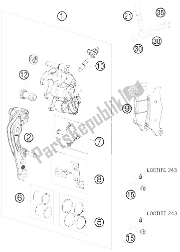 All parts for the Brake Caliper Front of the KTM 125 EXC Europe 2011