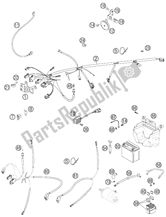 All parts for the Wiring Harness of the KTM 250 EXC F Australia 2008