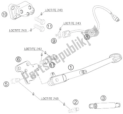 All parts for the Side Stand of the KTM 990 Super Duke Black France 2007